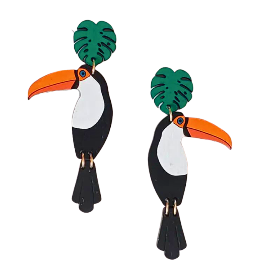 Toco Toucan Stud Dangle Earrings