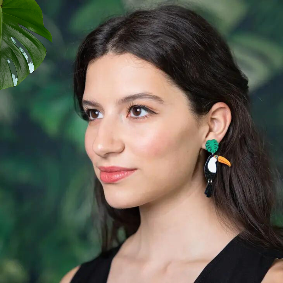 Toco Toucan Stud Dangle Earrings