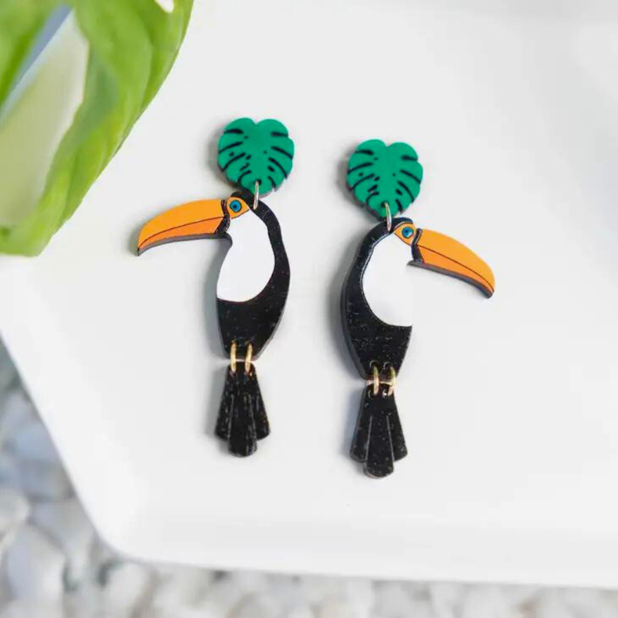 Toco Toucan Stud Dangle Earrings