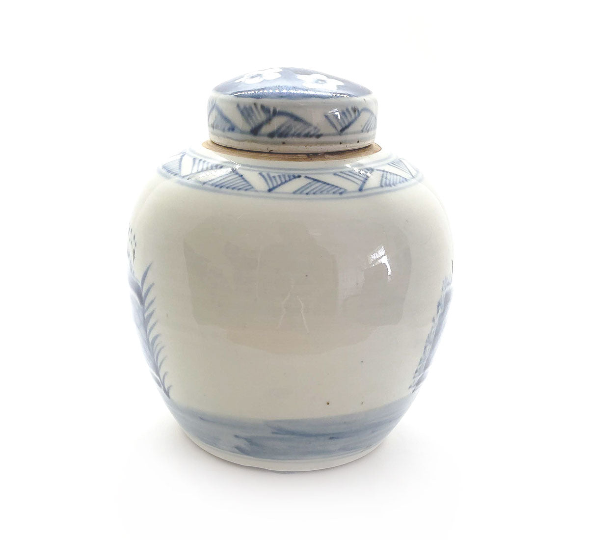 Blue & White Chinoiserie Handpainted Ginger Jar - Dieties Motif