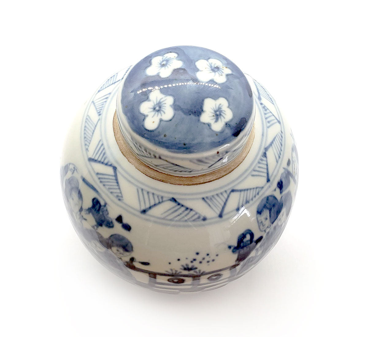 Blue & White Chinoiserie Handpainted Ginger Jar - Dieties Motif