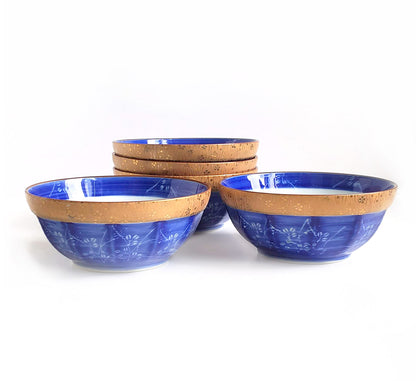 Blue & Gold Handpainted Bowls - Set of 4