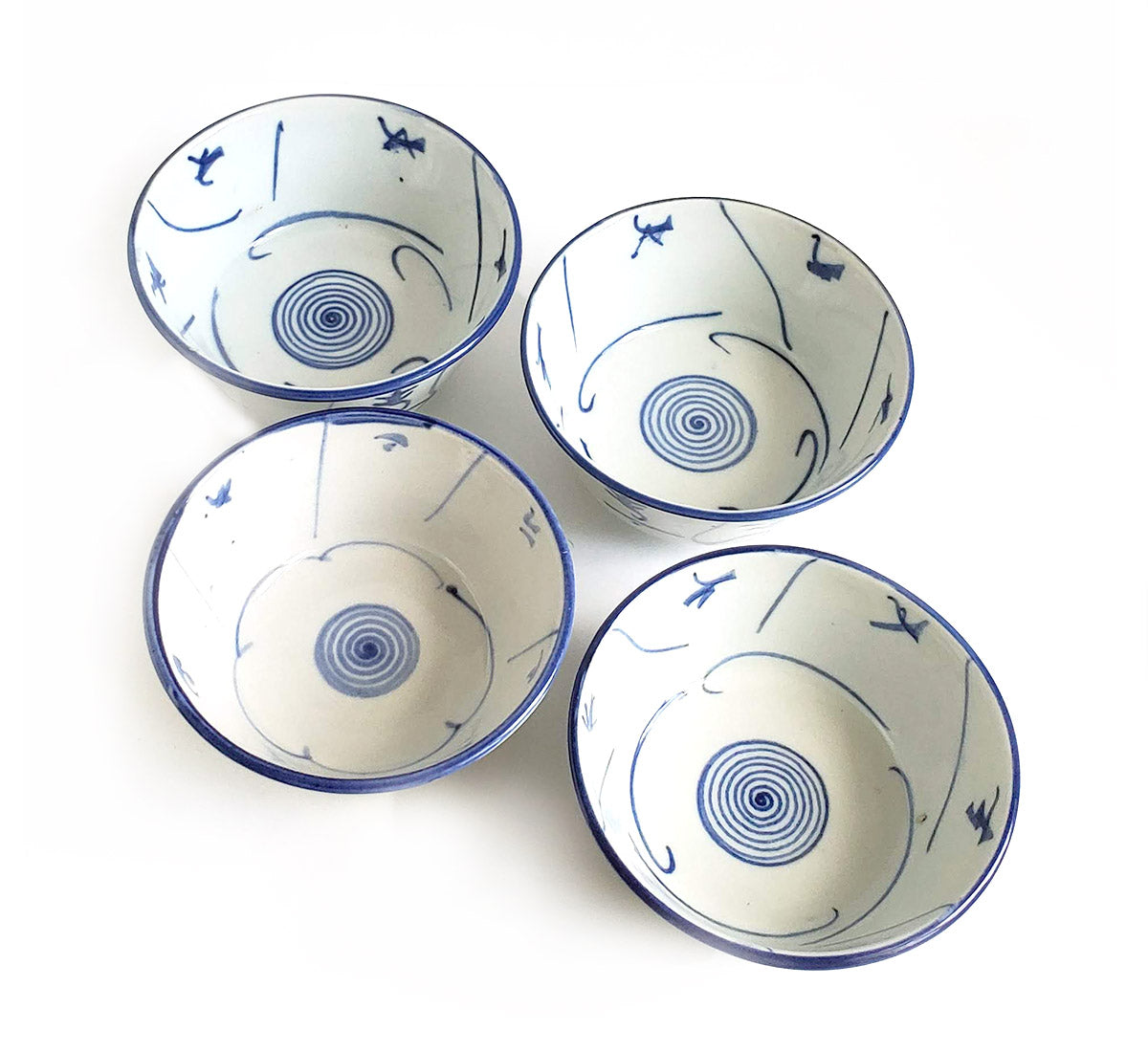 Blue & White Handpainted Bowls - Set of 4