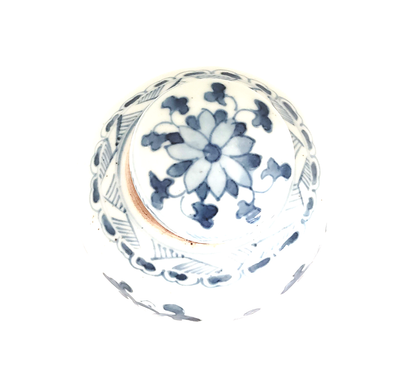 Blue & White Chinoiserie Handpainted Ginger Jar - Floral Motif
