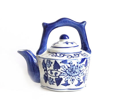 Blue & White Chinoiserie Handpainted Tea Pot - Mini Lotus