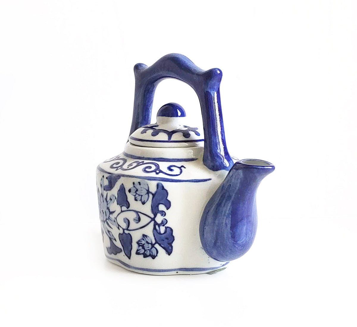 Blue & White Chinoiserie Handpainted Tea Pot - Mini Lotus