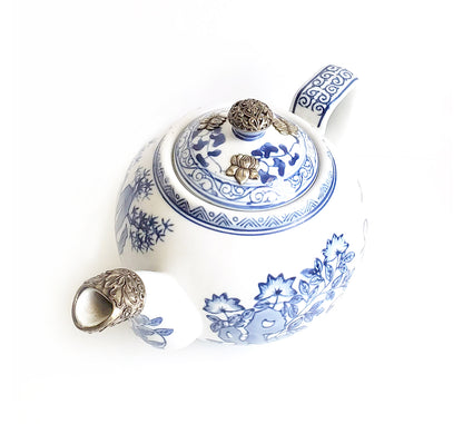 Blue & White Chinoiserie Handpainted Tea Pot - Large