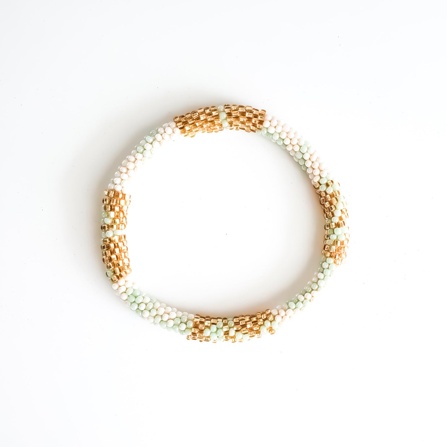 Roll-On Bracelet - Capri (Mint, Cream & Gold)