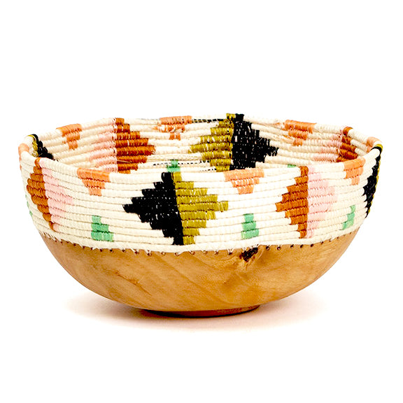 Handwoven Desert Flower Wooden Bowl