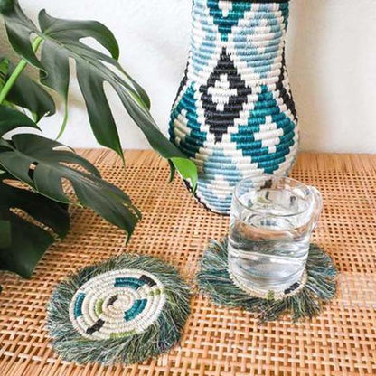 Handwoven Geo Fringe Coasters