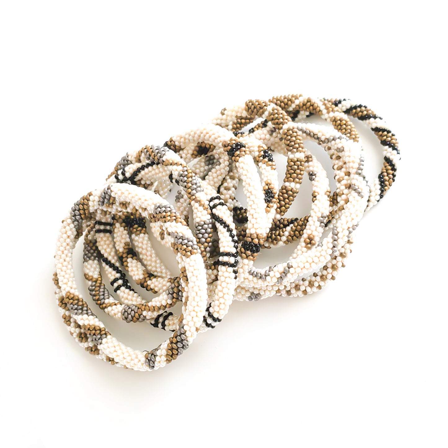Roll-On Bracelet - Khaki (Khaki, Cream & Gold)