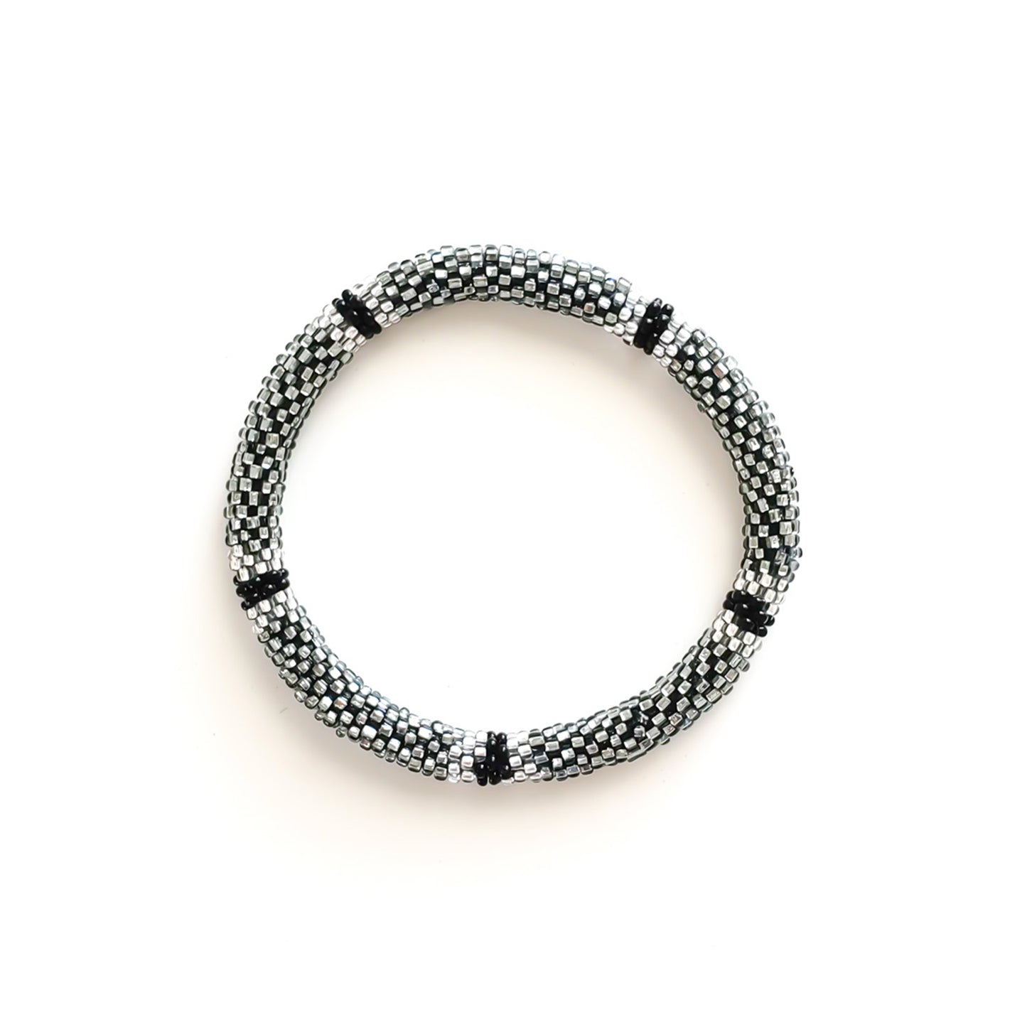 Roll-On Bracelet - Platinum (Silver, White & Black)