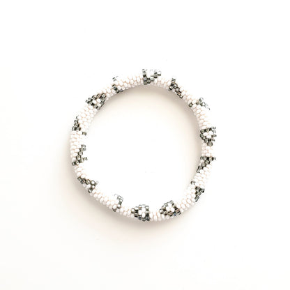 Roll-On Bracelet - Platinum (Silver, White & Black)