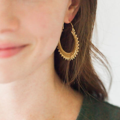 Gold-Plated Full Moon Earrings