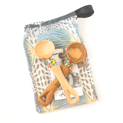 Olive Wood Beaded Spoon - Set of 2