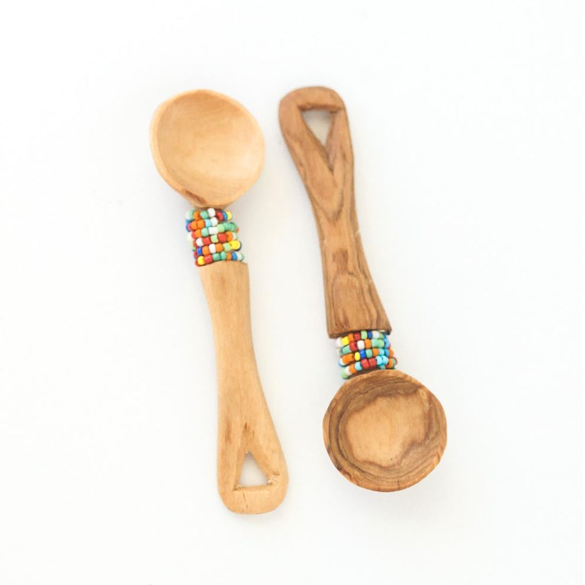 Olive Wood Beaded Spoon - Set of 2